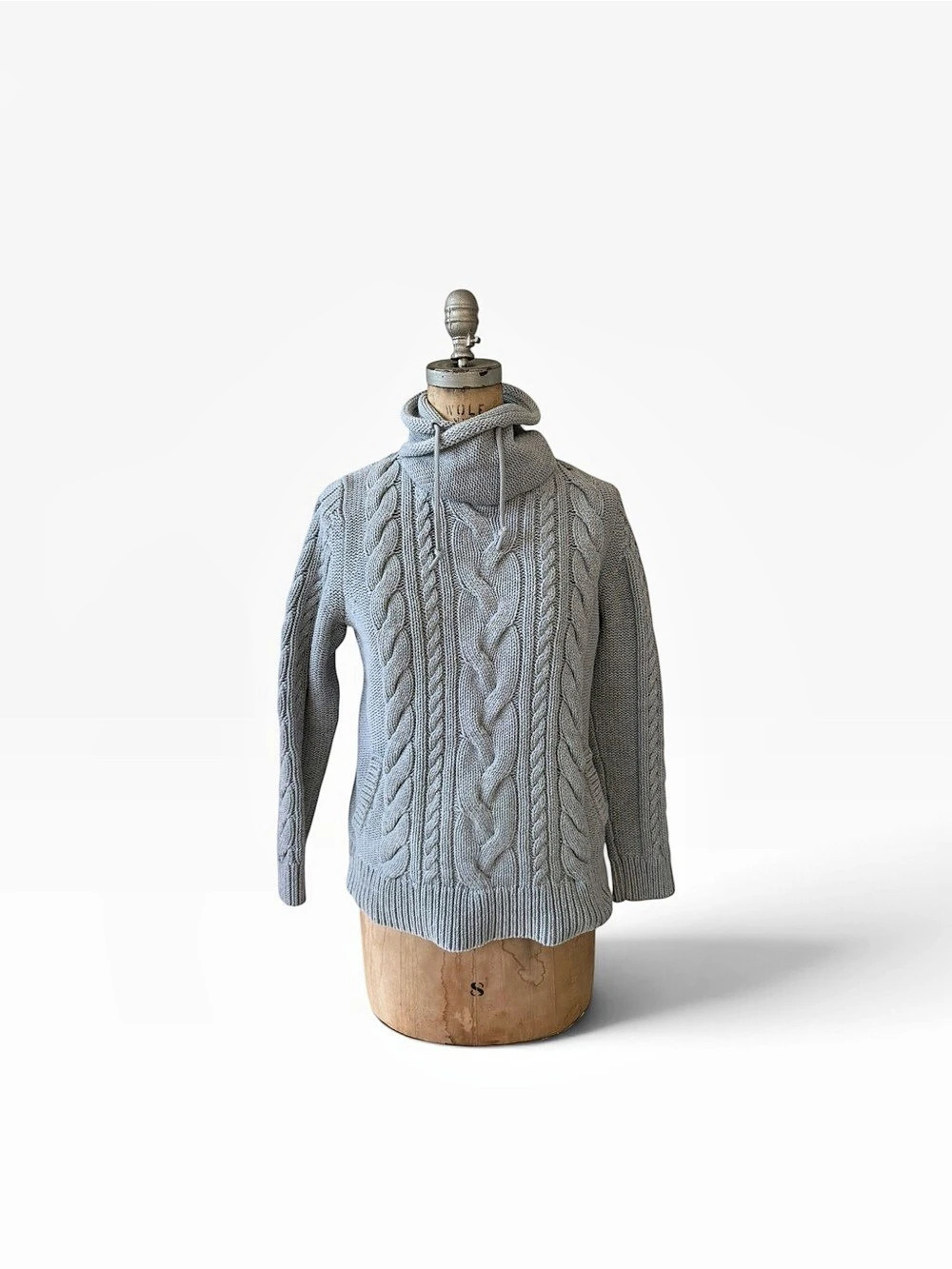 L.L.Bean Cotton Fisherman Cable Knit Turtleneck Heather Gray Medium